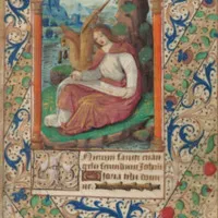 John with his scroll on Patmos